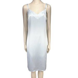 LAURÈL Luxury 100% Silk Ice Baby Pastel Blue Minimalist Slip Midi Dress sz 36
